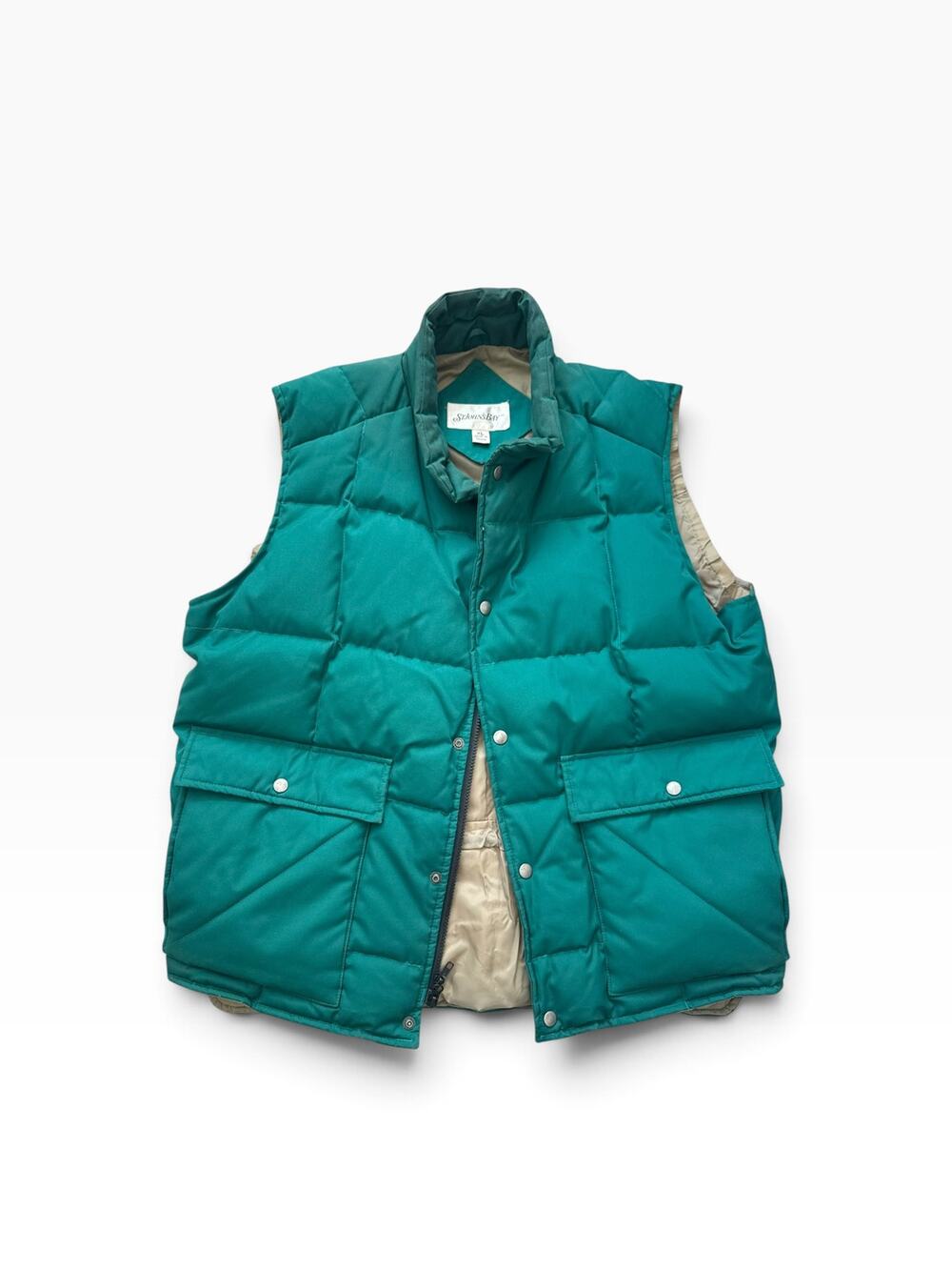 Vintage St. John’s Bay Teal Puffer Vest Men’s XL Retro Outdoor Quilted